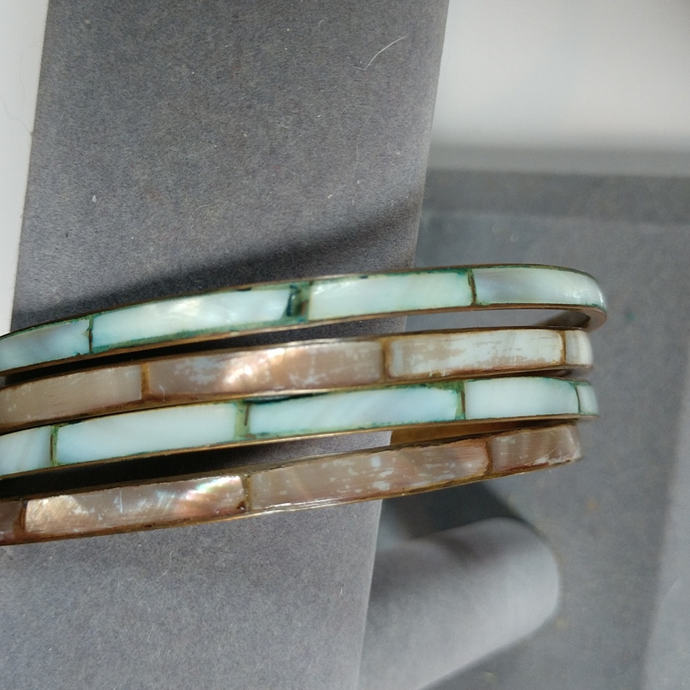 #10 VINTAGE 1970s ISRAELI Mediterranean Seashell Bangles purchased in Israel